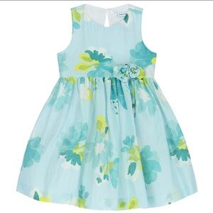 Mayoral Light Blue Floral Dress with Flower Detail